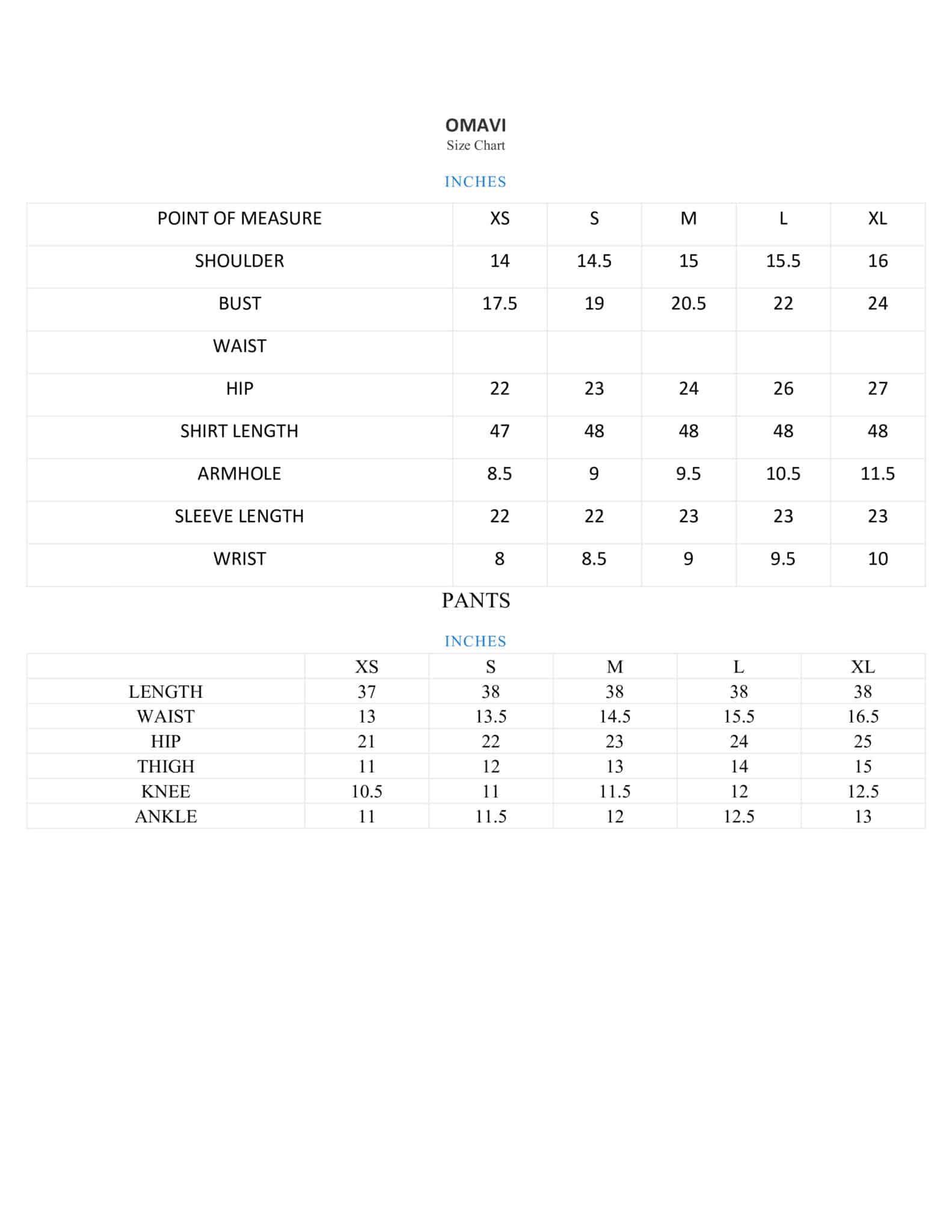 Size Chart