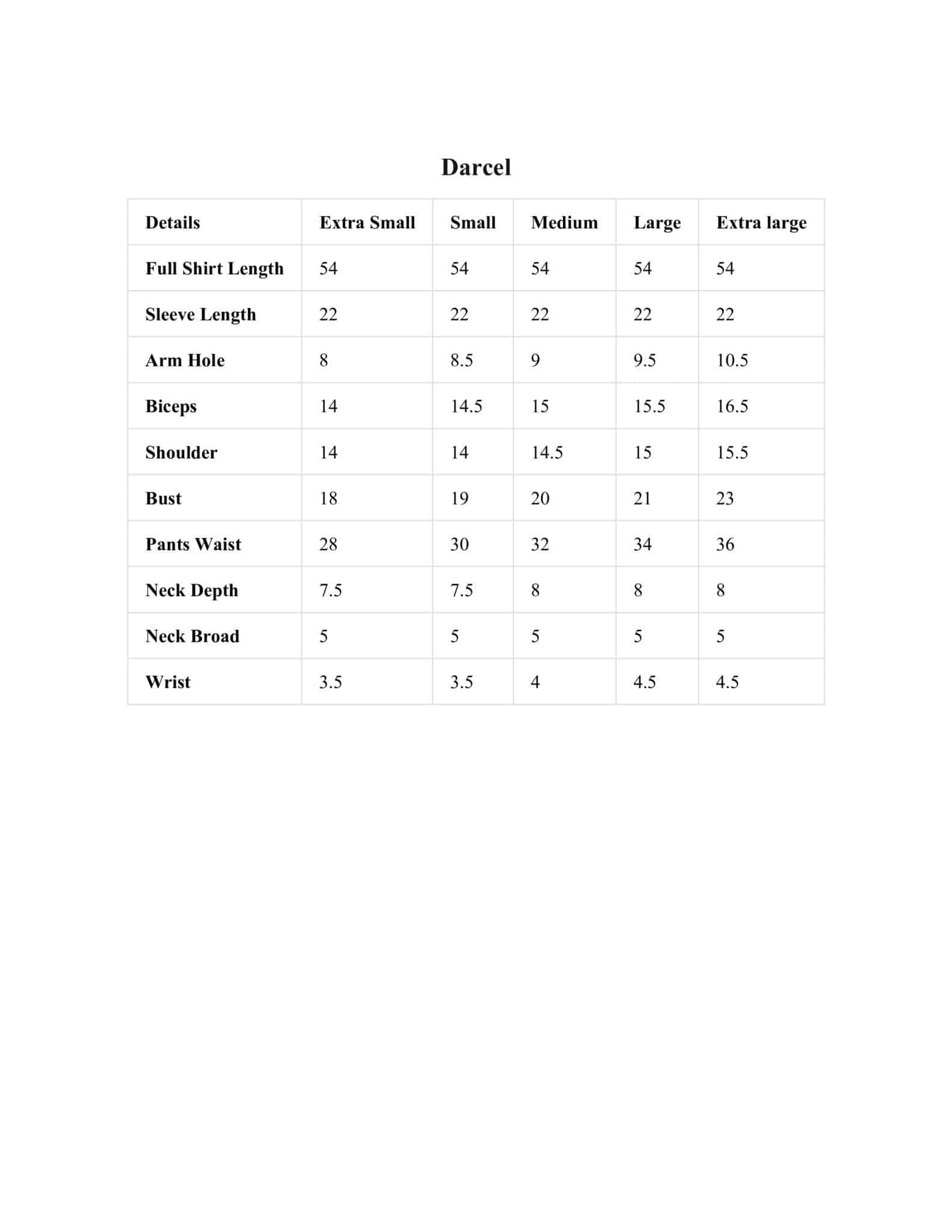 Size Chart