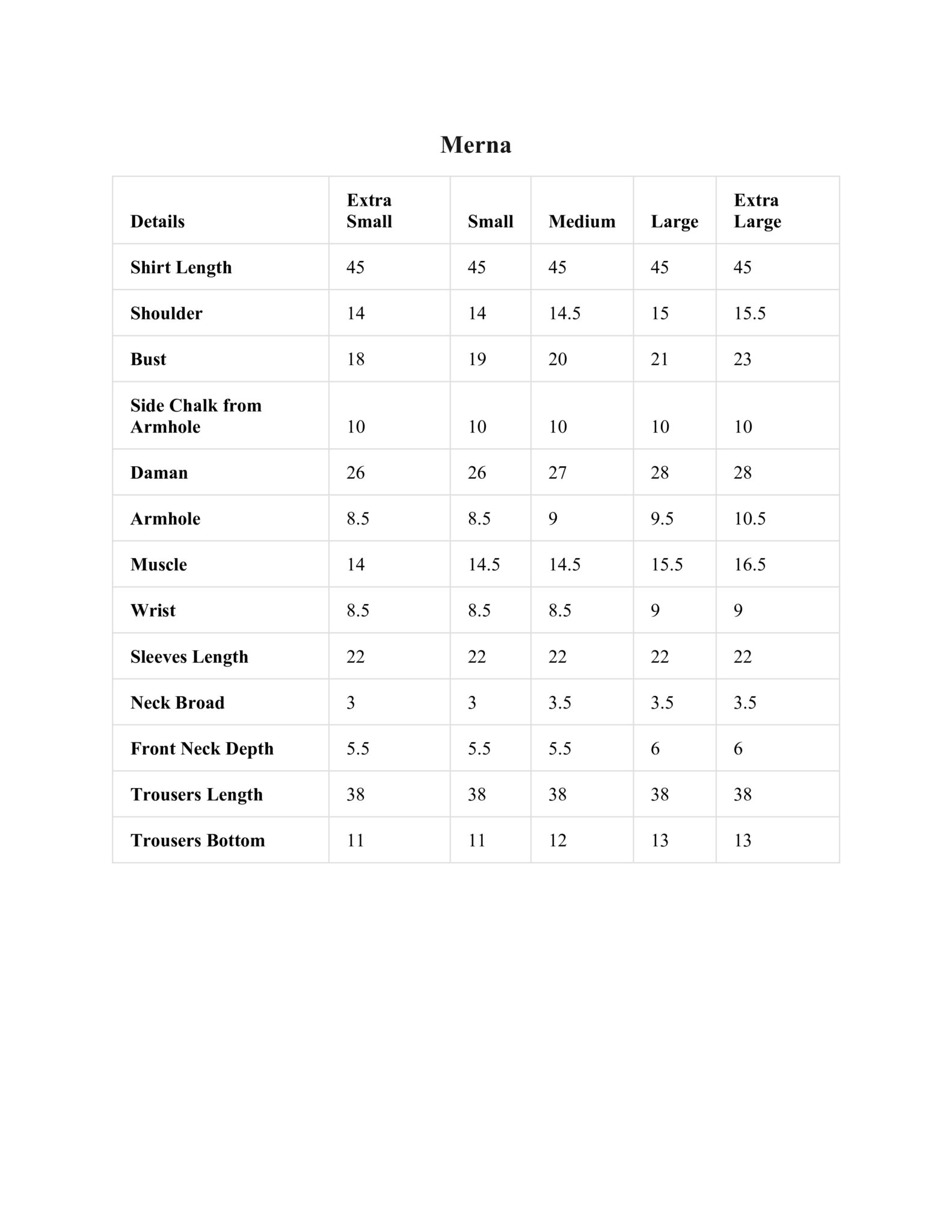 Size Chart