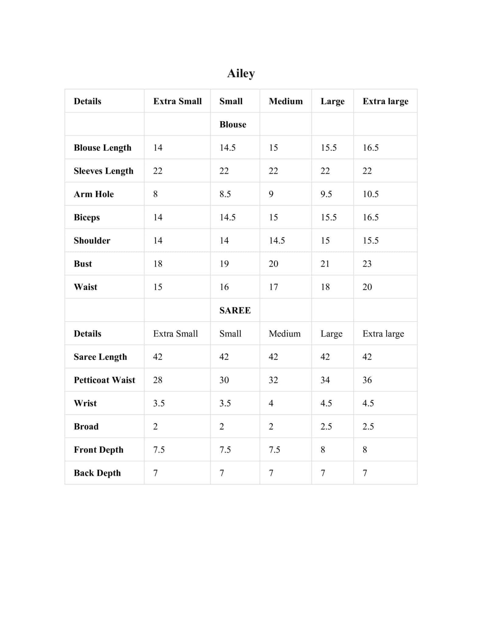Size Chart