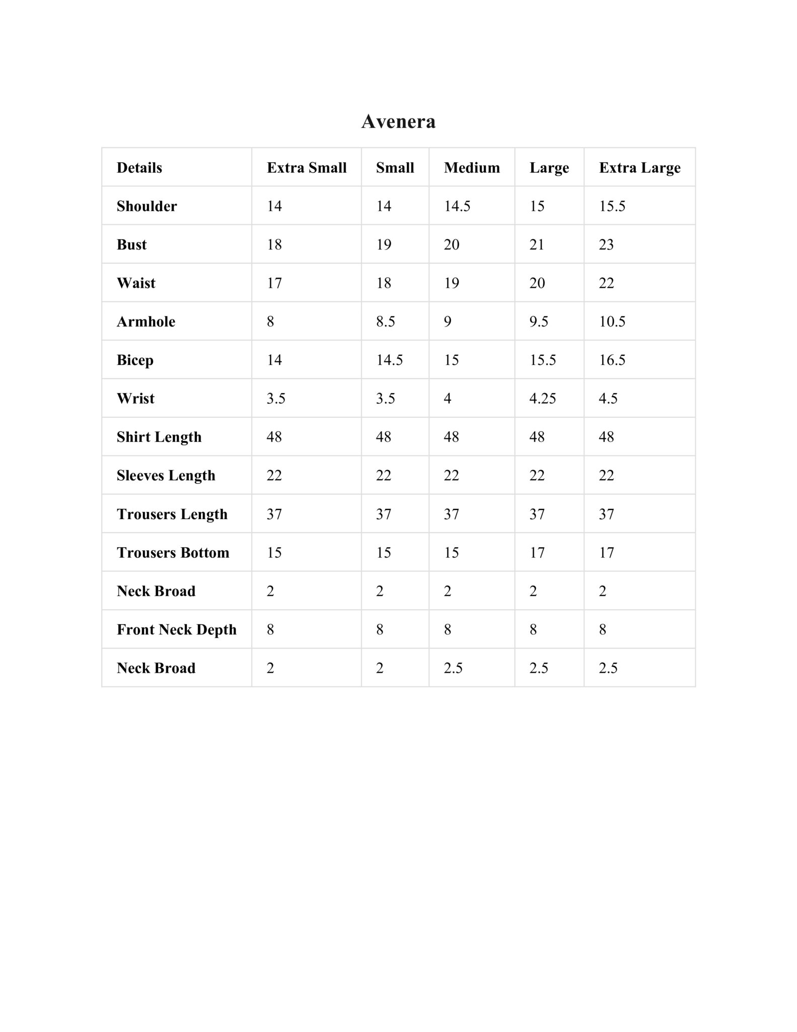Size Chart