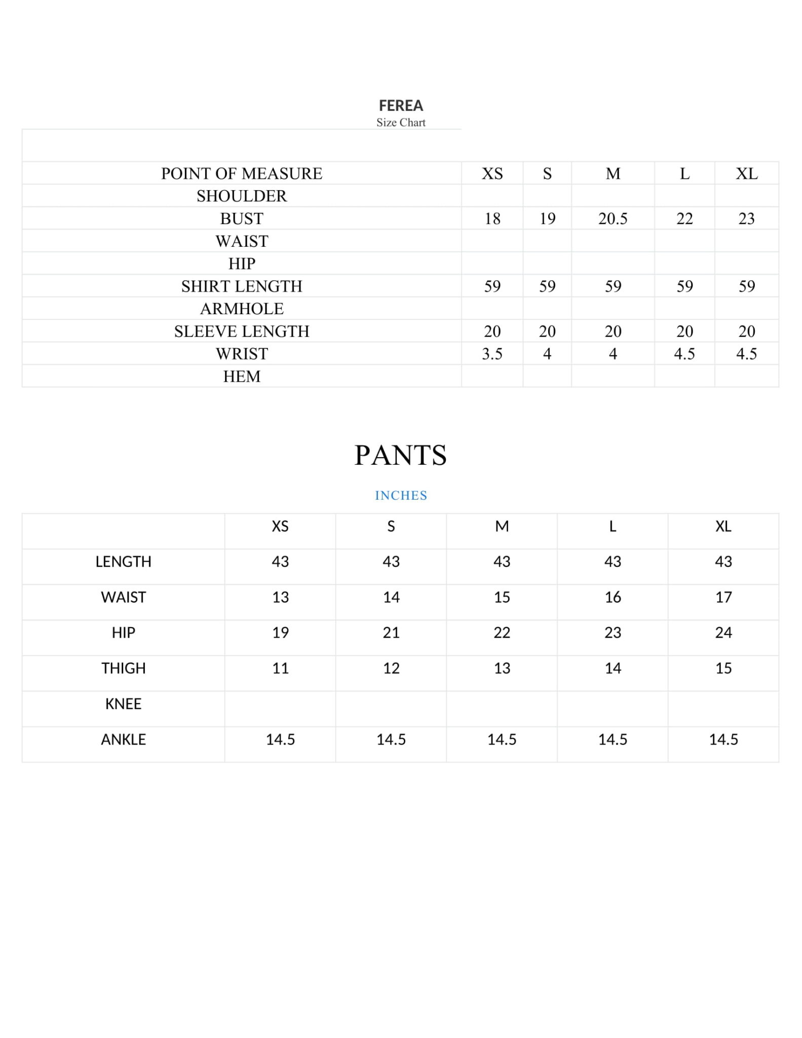 Size Chart