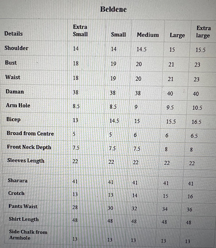 Size Chart