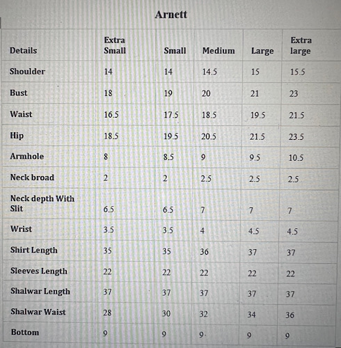 Size Chart