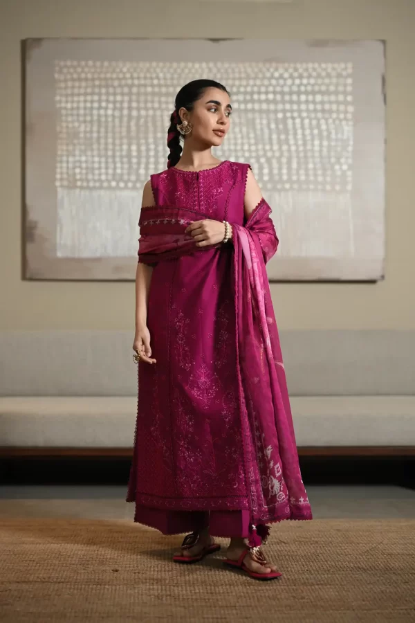 Sona 2- Fuchsia Luxury Embroidered Lawn Set