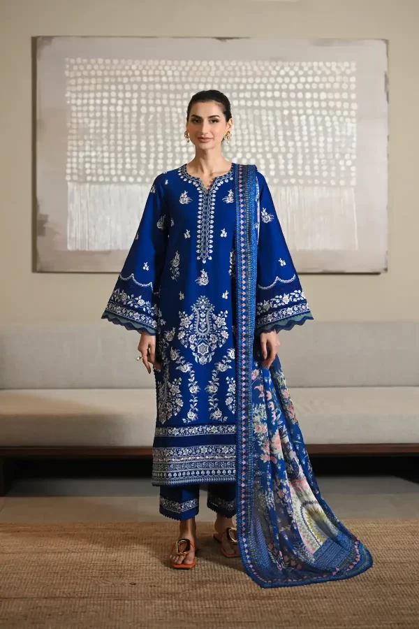 Zahra 2- Fresh Sapphire Luxury Embroidered Lawn Set