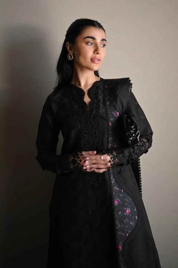 Sona 3- Black Luxury Embroidered Lawn Set - Image 2