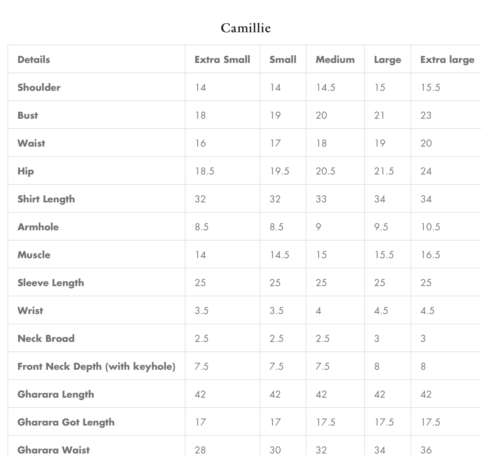 Size Chart