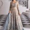 Embroidered Chiffon- Coffe to Aqua - Image 3