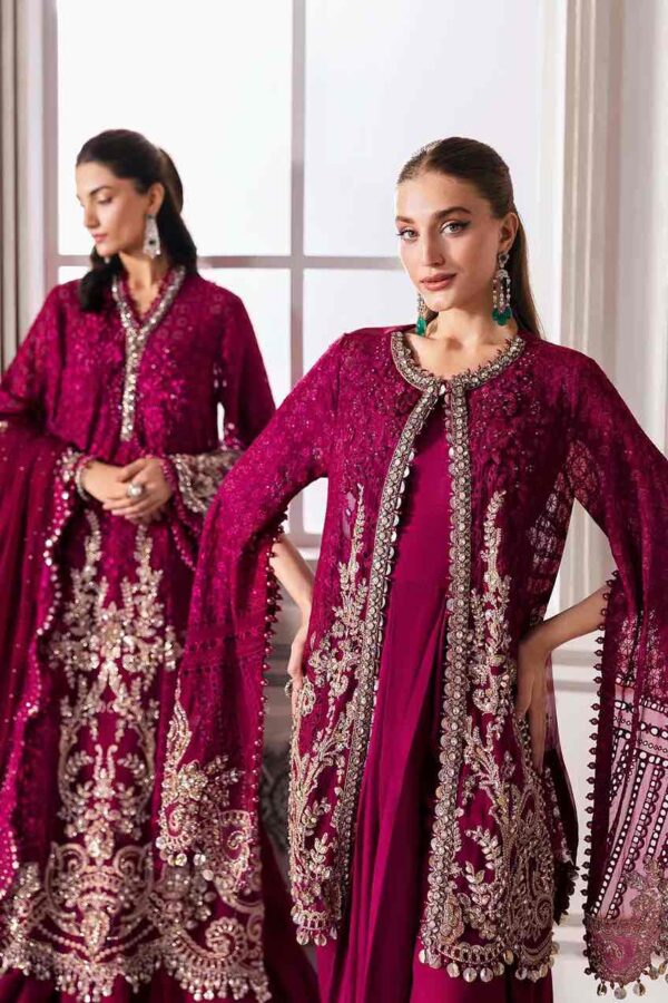 Embroidered Chiffon- Magenta - Image 2