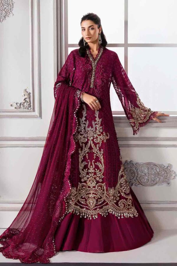 Embroidered Chiffon- Magenta