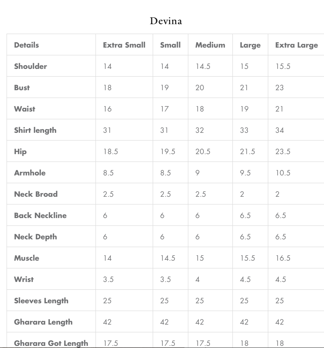 Size Chart