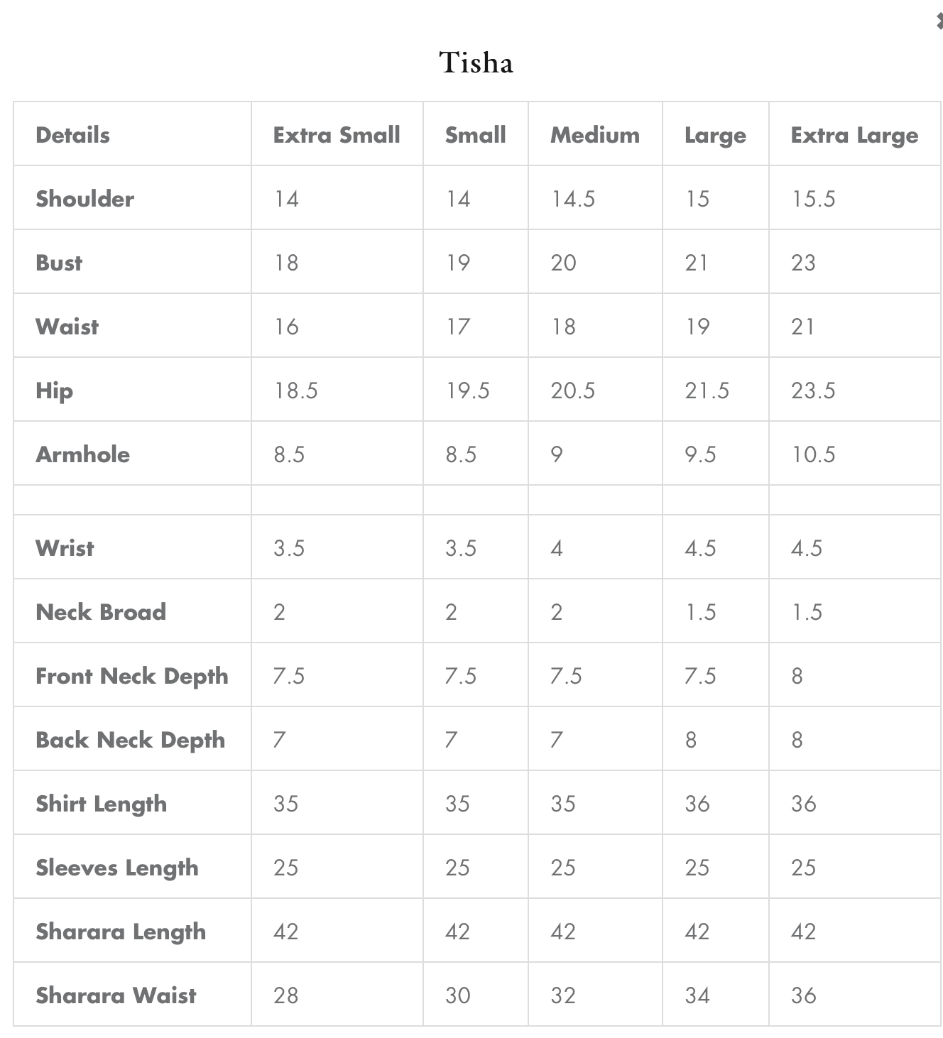 Size Chart