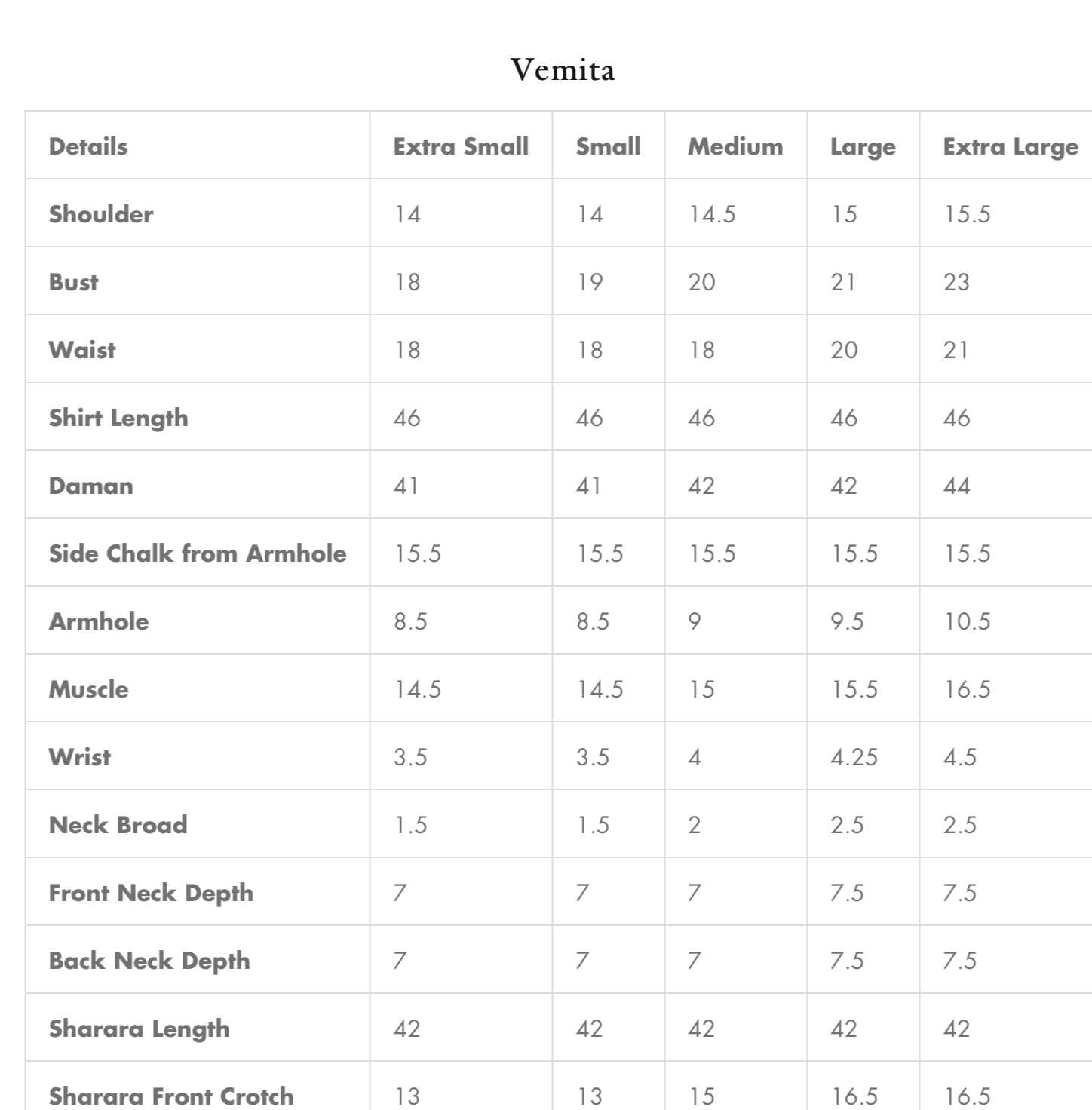 Size Chart