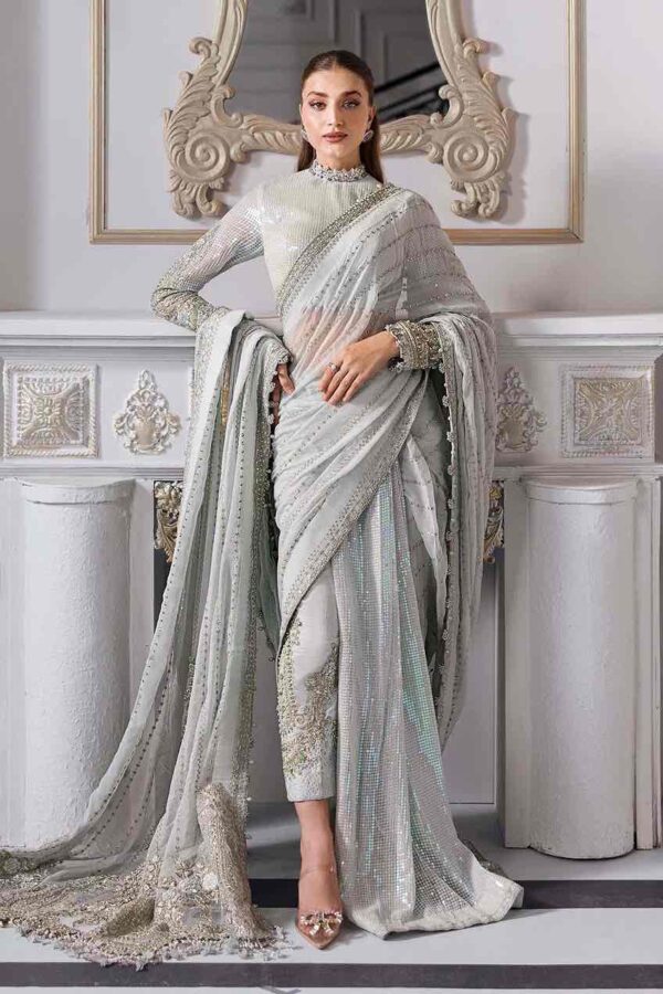 Embroidered Chiffon- Ice Blue