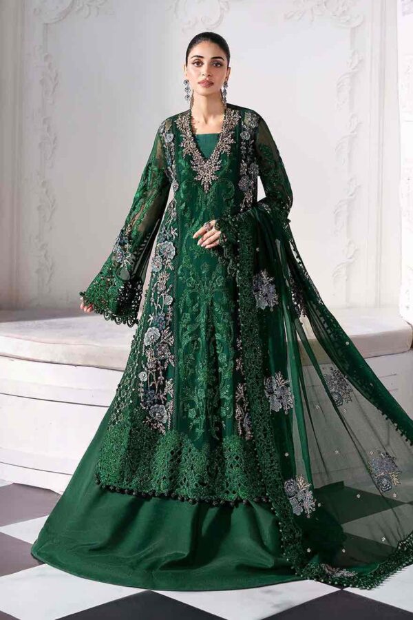Embroidered Chiffon- Emerald Green