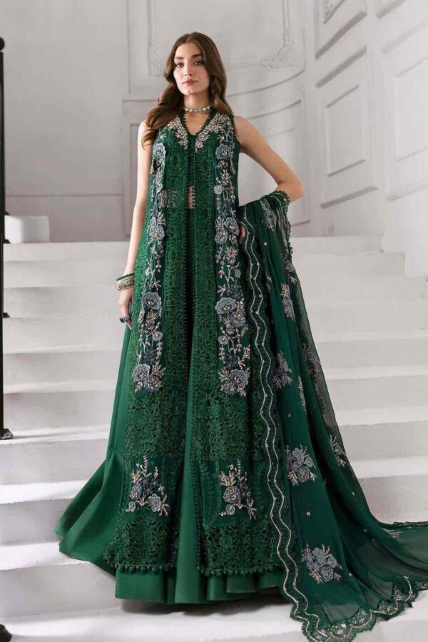 Embroidered Chiffon- Emerald Green - Image 2
