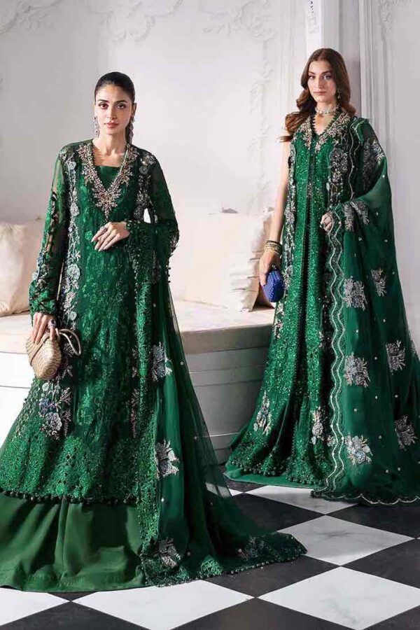 Embroidered Chiffon- Emerald Green - Image 3