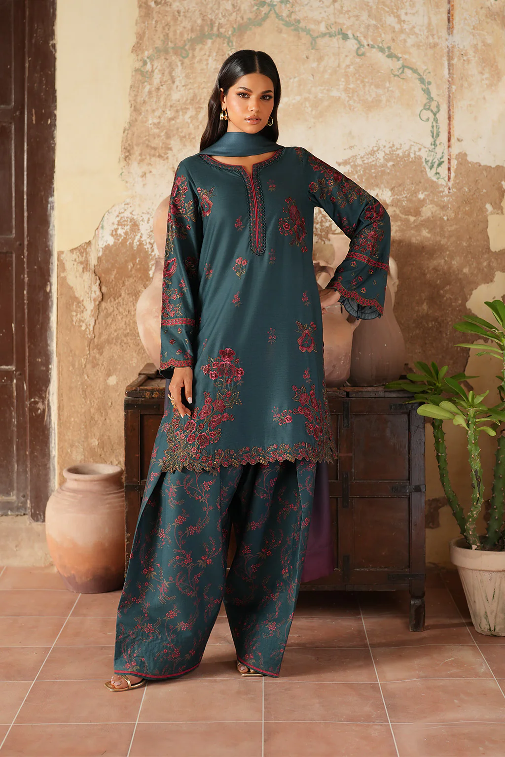 Embroidered Printed Linen