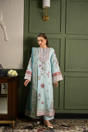 ICE BLUE LUXURY EMBROIDERED KARANDI SET