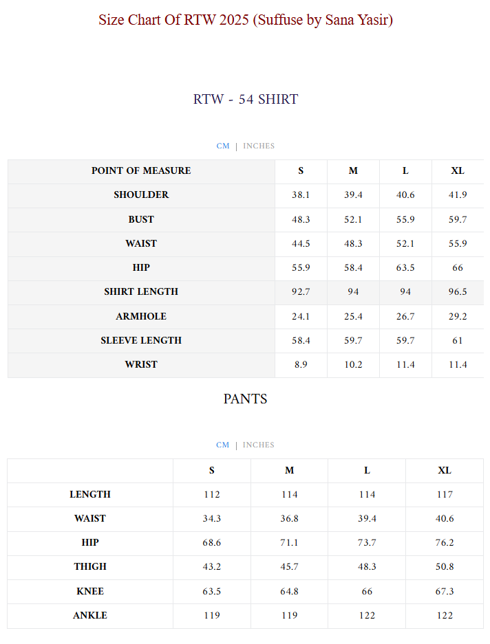 Size Chart