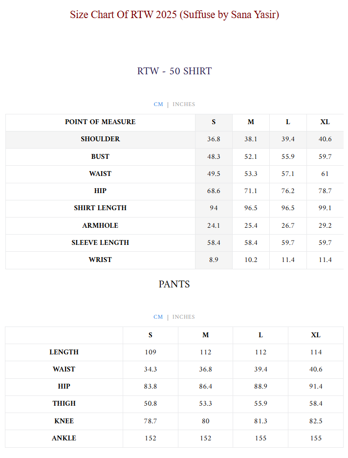Size Chart
