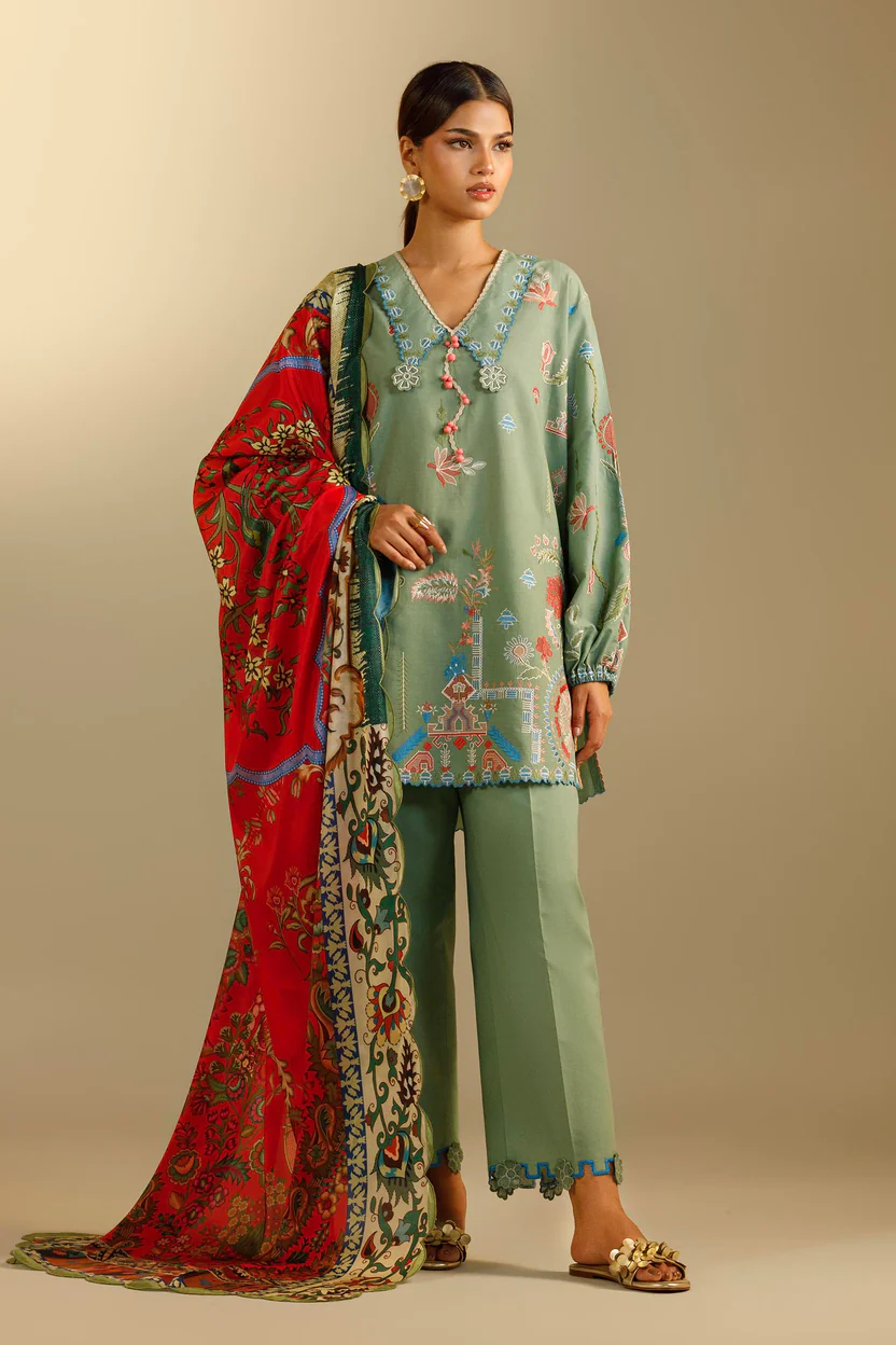Embroidered 3 Piece Muzlin Suit