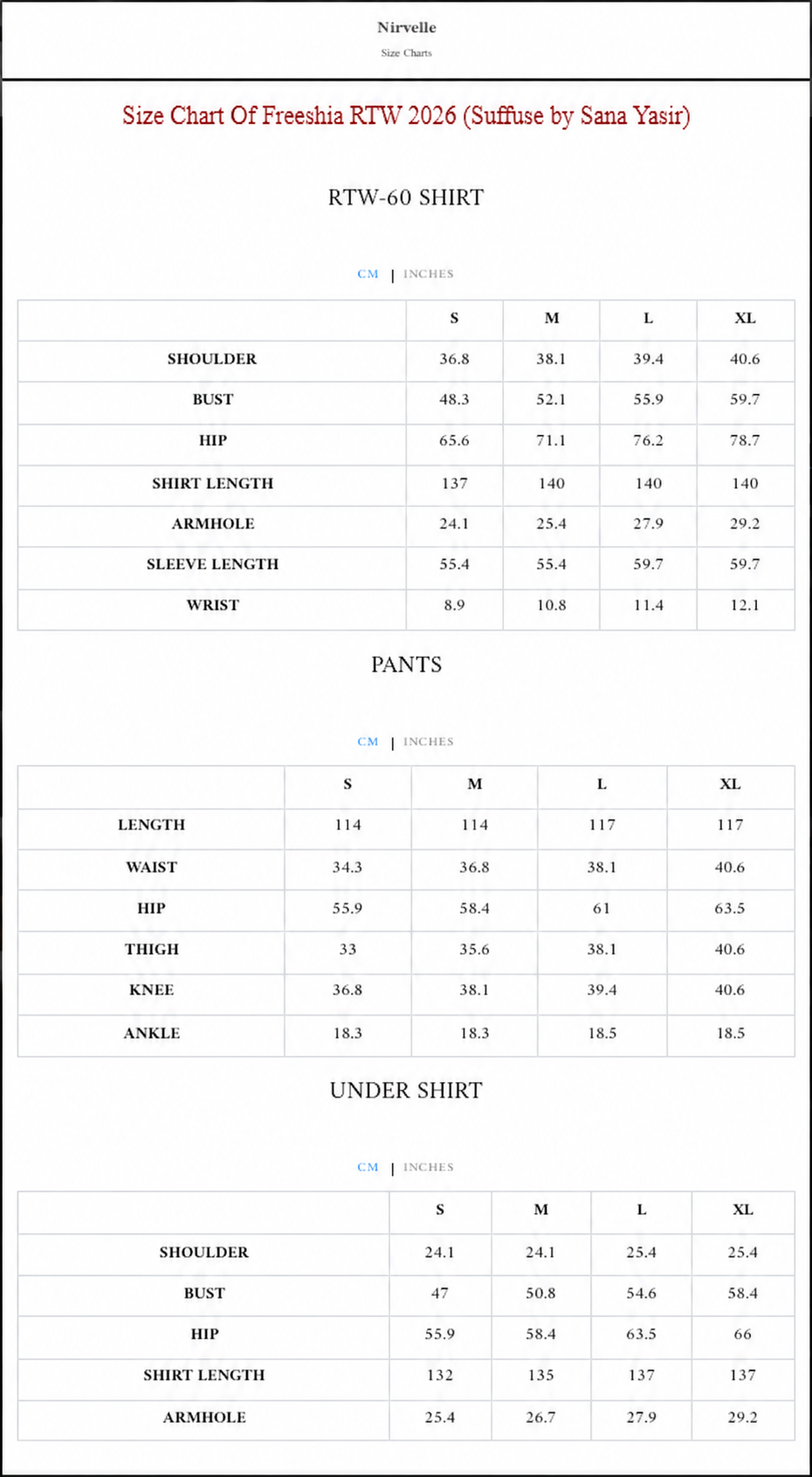 Size Chart