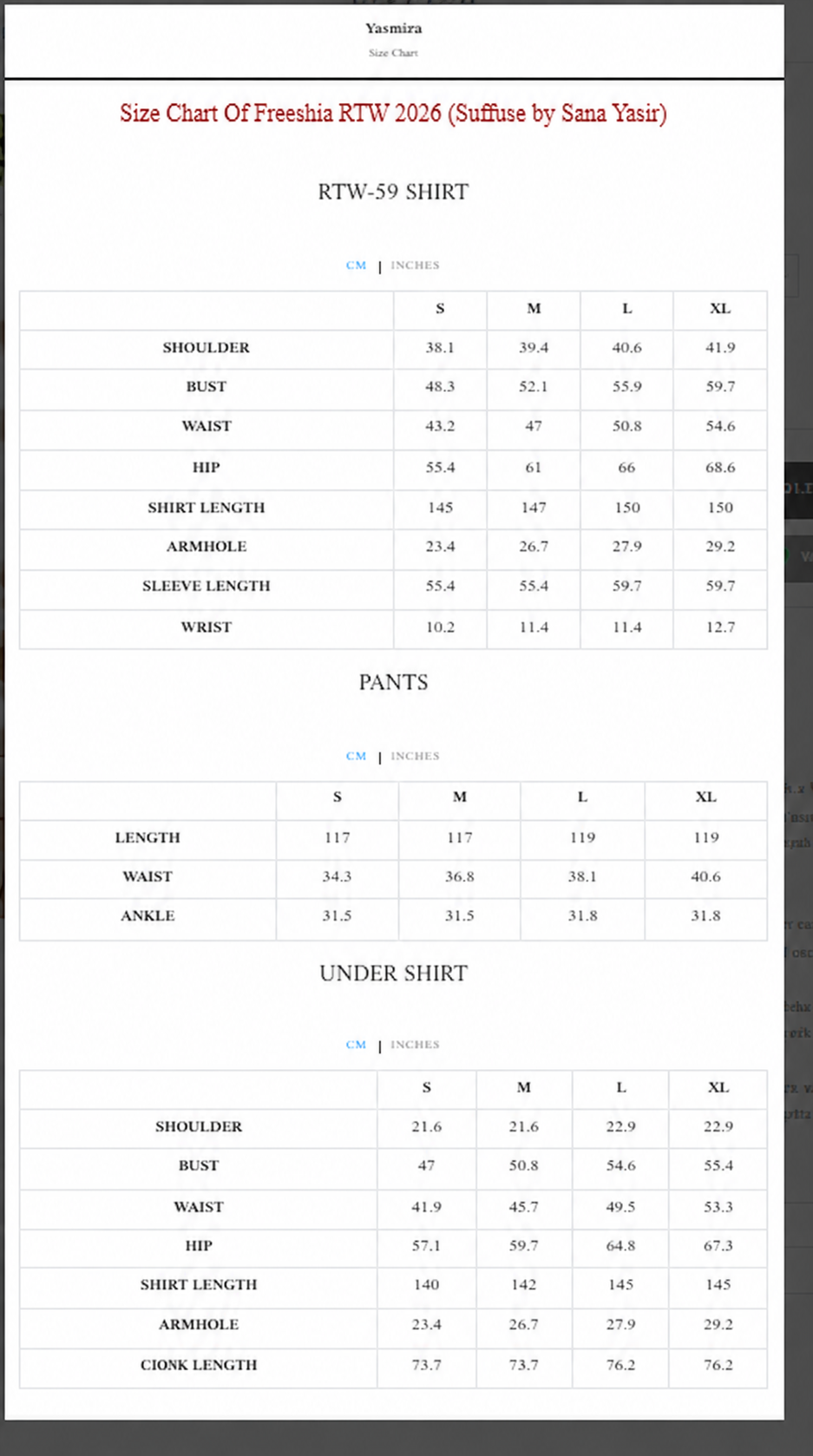 Size Chart