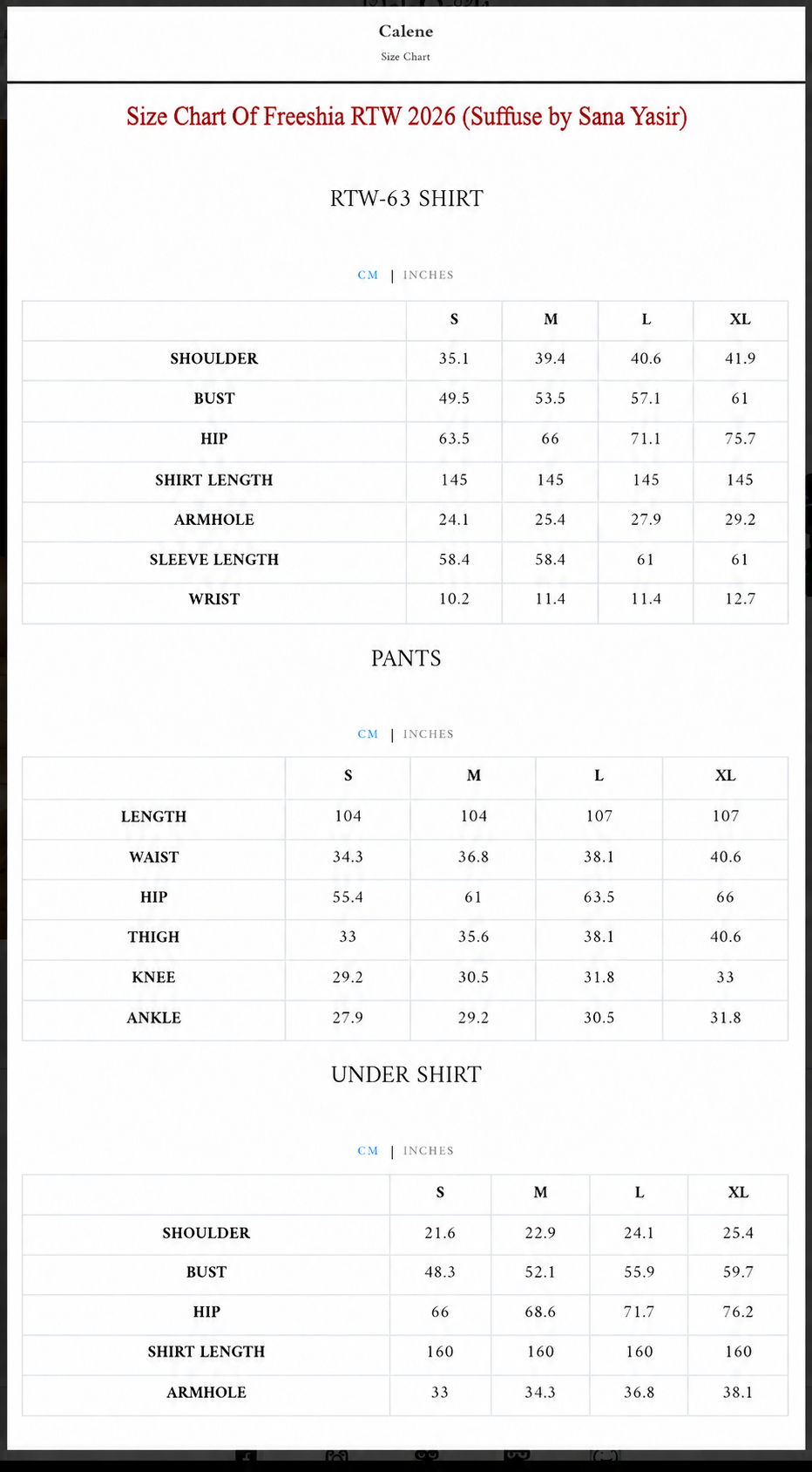 Size Chart