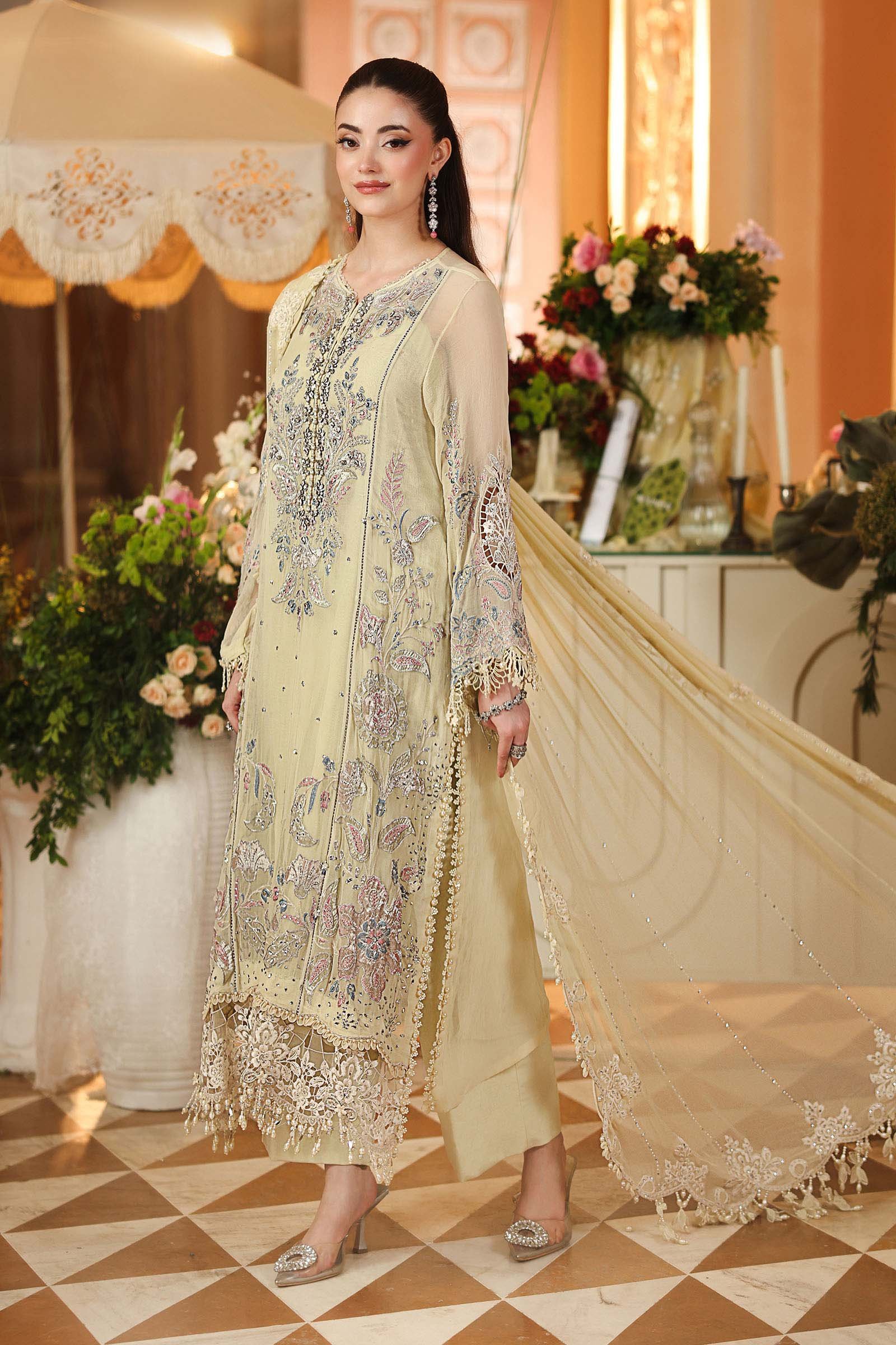 3 Piece Embroidered Chiffon Suit