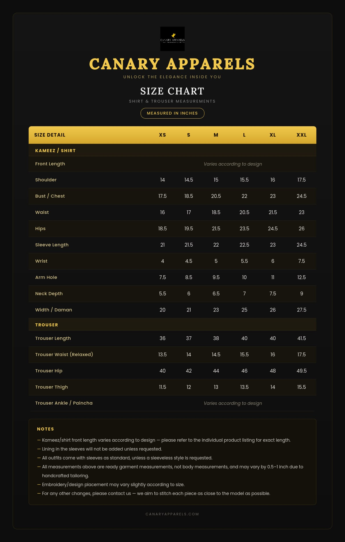Size Chart